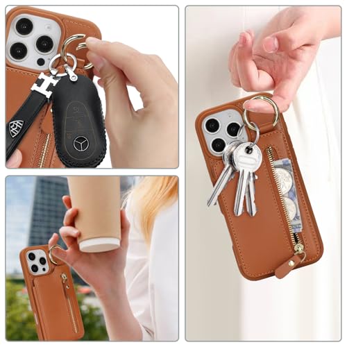Étui portefeuille iPhone 16 Pro Havaya avec porte-cartes et fermeture éclair
