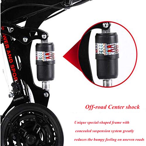 RPOLY 27-Gang Mountainbike Falträder, Dual Disc Brake, Klapprad Unisex Erwachsene, Off-Road-Variable Speed Fahrrad,White_24 Inch – Bild 5