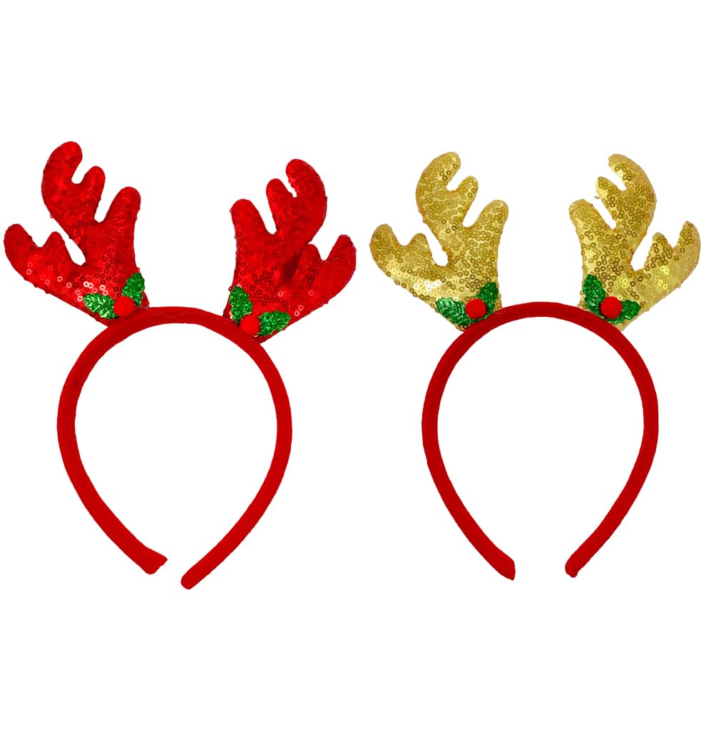 Evisha Red Golden Sequence Plastic Reindeer Head Band Hair Band for Girls (Pack of 2) (B08P9BXG8L) Amazon Price History, Amazon Price Tracker