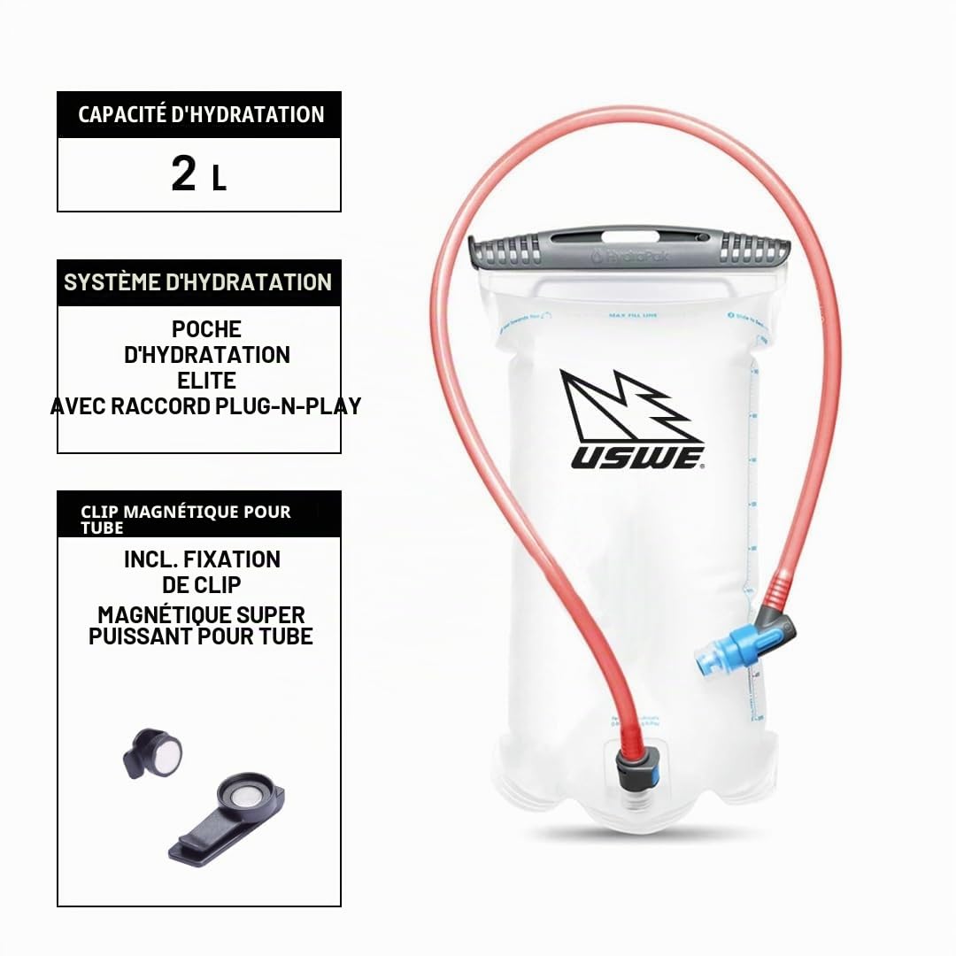 USWE VTT Hydro Sac à Dos d'eau pour vélo, VTT, E-MTB et Gravel Sac à Dos avec Sac d'eau