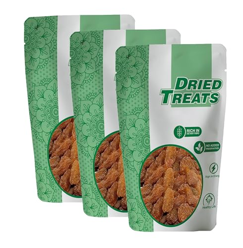 Image of Dried Treats Dried Fruits Nuts And Seeds (Golden Raisins /Munakka /Kishmish, 600 grams (3x200 grams))