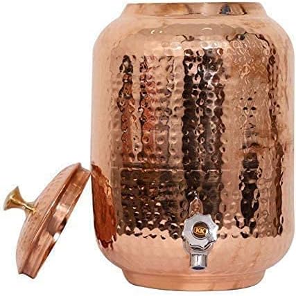 Miniatura 4 de Copper Portal - Dispensador de agua de cobre puro martillado a mano 100% hecho a mano indio, tanque de almacenamiento de agua de 4 litros con 2