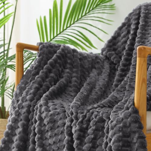 Image of Exclusivo Mezcla Fleece Twin Blanket for Bed, Extra Large Fuzzy Dark Grey Bed Blankets, Soft Cozy Plush Sofa Throws for All Seasons, 90x66 Inches