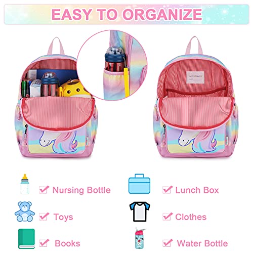 Miniatura 6 de Vaschy Mochila Niña, Mochila Unicornio Mariposa Mochila Escolar Primaria Mochila Infantil 4-6 Años Mochila Chica Ajustar Carpeta A4 Con Bolsillos Laterales Y Correa En Pecho Unicornio