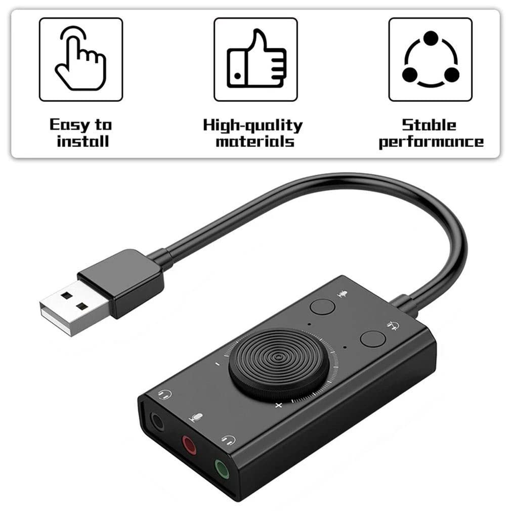 Scheda Audio USB Esterna Microfono Stereo Altoparlante Jack Audio per Cuffie da 3,5 mm Cavo Interruttore Regolazione Volume unità Libera