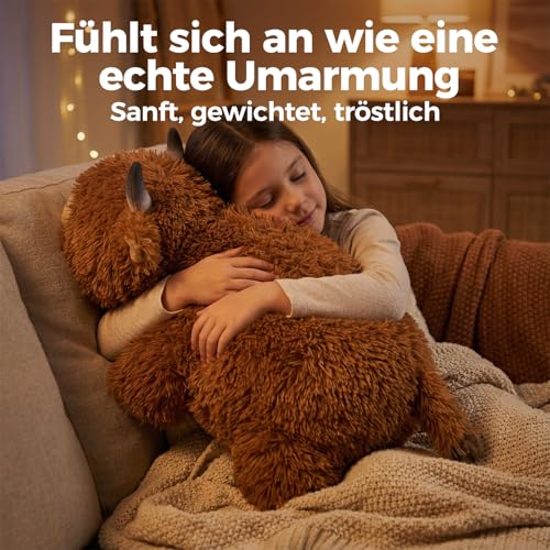 Mewaii Weighted Plüsch Gewichtstiere Hochlandrind Kuscheltier 58cm,1.8kg (4.0 lbs) Kawaii Plüschtiere für Kinder,Komfortabel und Kuschelig, Kuscheltiere für Frauen und Männer