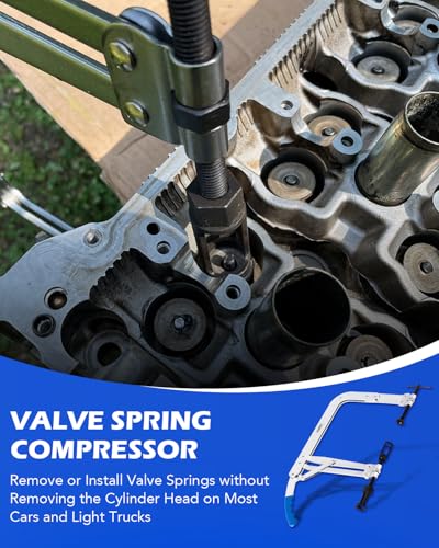 Image of Orion Motor Tech Large Valve Spring Compressor Tool, Valve Spring Removal Tool & Adjustment Tool with 1 inch & 1-3 /16 inch Adapters, Direct Action Valve Spring Compression Tool for Overhead Valve Engines