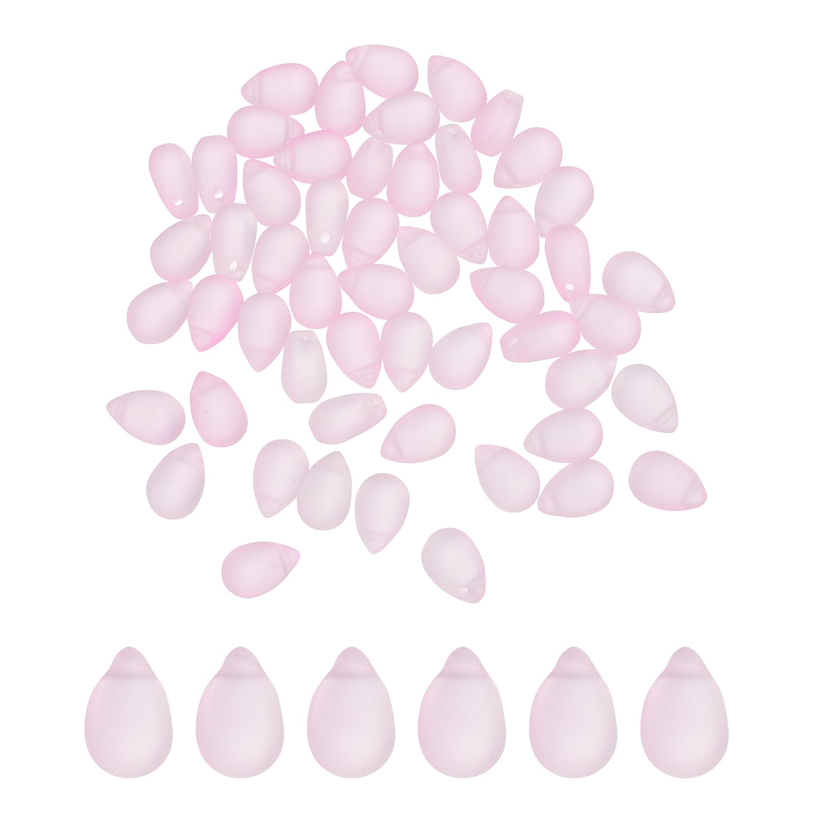 sourcing map 60 Pcs Teardrop Crystal Glass Beads, 6x9mm Teardrop Glass Charm Pendants Water Drop Beads Top Drilled for Jewelry Making DIY Craft Bracelets Necklace, Frosted Pink โ image 1