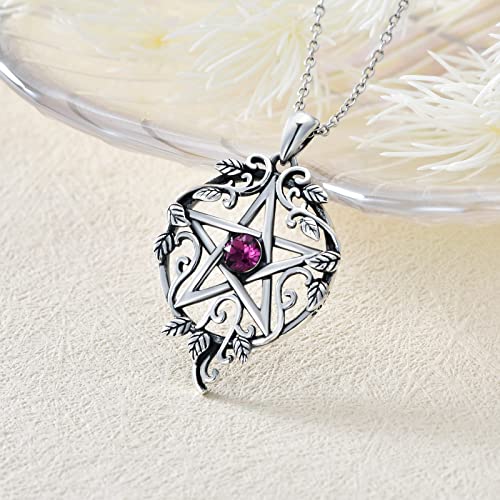 Pentagram Necklace Sterling Silver Pentacle Wiccan Birthstone Tetragrammaton Necklace Gift for Women3