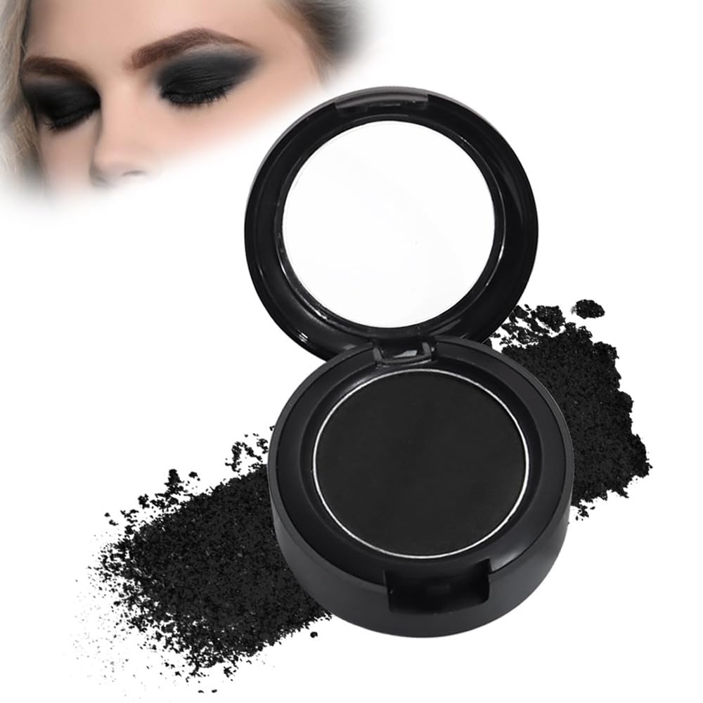 SWIUKPHE Single Black Eyeshadow Powder Palette High Pigment, Longwear, Intense Color Black Eyeshadow