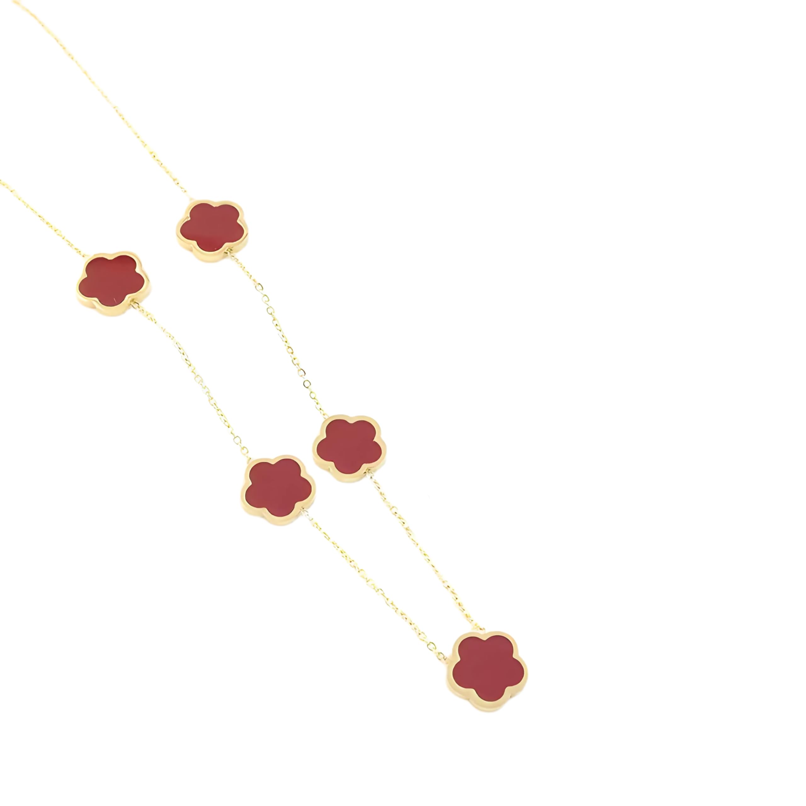 4PC Stainless Steel Plum Blossom Plant Five Leaf Flower Jewelry Set for Women's Gifts Clover-K17