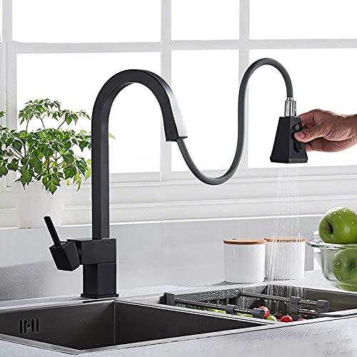 Robinet mitigeur froid et chaud à poignée unique avec tête de cuisine à jet extractible