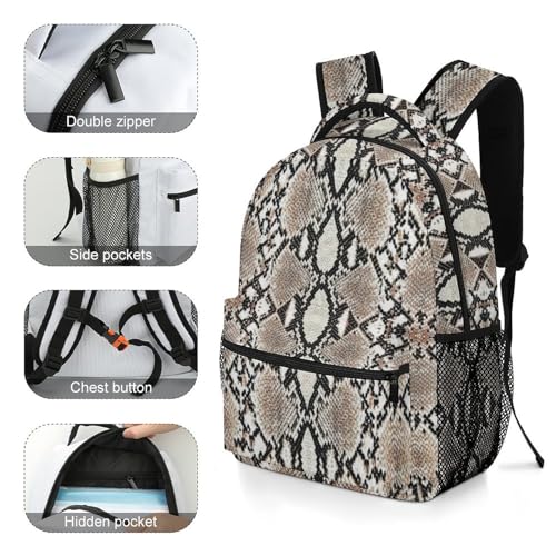 Snake Skin Pattern School Bookbag Cool Laptop Backpack College Daypack Travel Sports Bag4