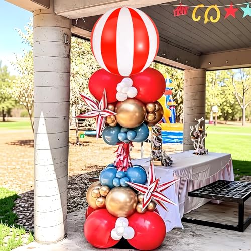 Image of Red White Star Burst Balloons Circus Balloons Carnival Themed Party Decorations Circus Theme Party Decorations Carnival Decor Baby Shower Bride Supplies