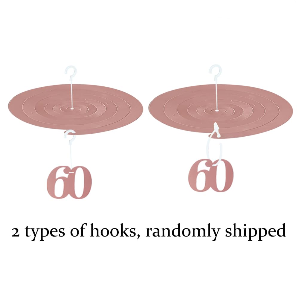 60th Birthday Decoration Kit – Rose Gold Banner, Triangle Flags, Swirl Streamers, For Women’s Party Decor