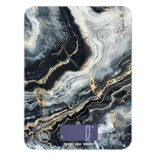 Báscula de cocina pequeña impermeable de piedra de mármol para alimentos, 11 libras/5.1 g, 5 kg/5 g, báscula digital en gramos y onzas con 4 unidades para dieta cetogénica, báscula para alimentos