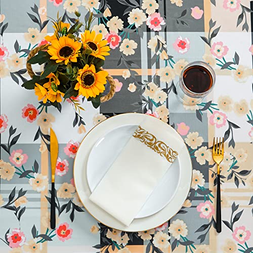 Uini Wild Floral Tablecloth Colorful Flower Checked Tablecloth 60X120 Inch Machine Washable Wild Flower Rectangle Table Cloth For Kitchen Party Dining #TOP5
