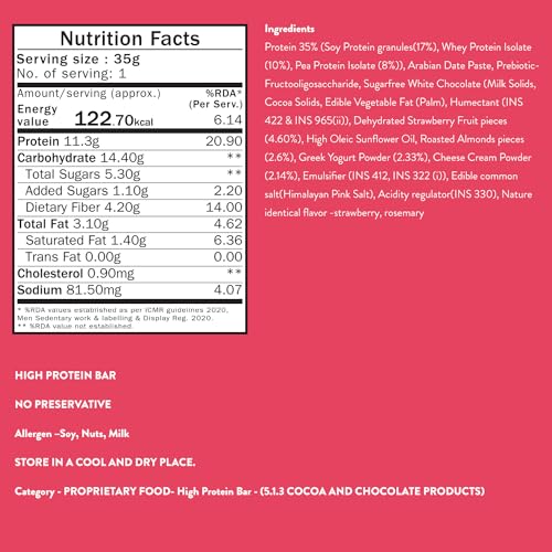 Image of Phab Assorted Protein Bars (Chocolate, Mocha, Strawberry) 11g Protein, No Added Sugar | High Fibre, Trans Fat-Free & No Preservatives | Healthy & Tasty | GMO Free (Pack of 6 x 35g)