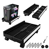Support PC Universel avec Accessoires Complets: Notre support tour PC à roulettes (largeur réglable 20-30 cm) + 2 hubs USB + 10 fixations de câbles offre une solution 3-en-1 pour un support pc sous bureau. Convient comme meuble pc économique pour tour ordinateur de bureau, imprimante ou périphériques