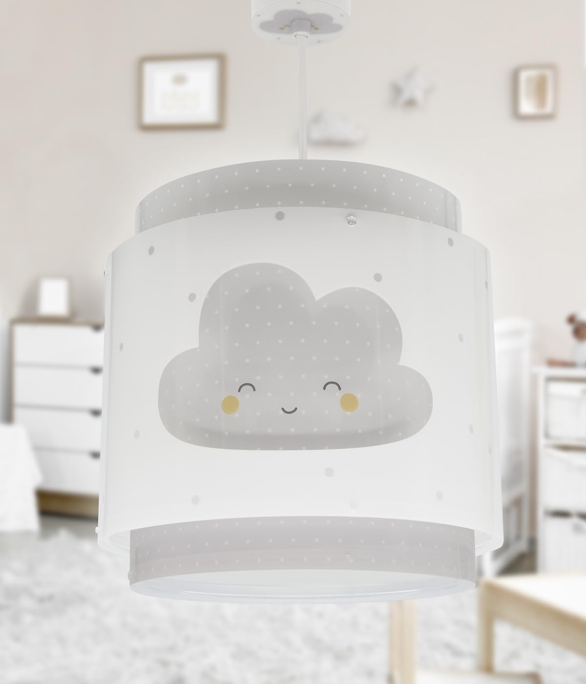 Dalber Lámpara Techo Colgante Infantil Baby Dreams Nube Gris 76012ME E27 | Incluye difusor de luz inferior extraible; Habitación niños; lámparas infantiles