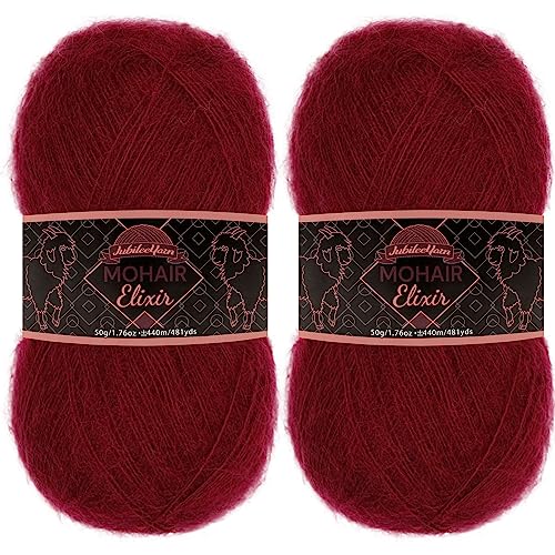 JubileeYarn Mohair Elixir Yarn - 50g/Skein Baby Wool Blend - Manhattan - 2 Skeins