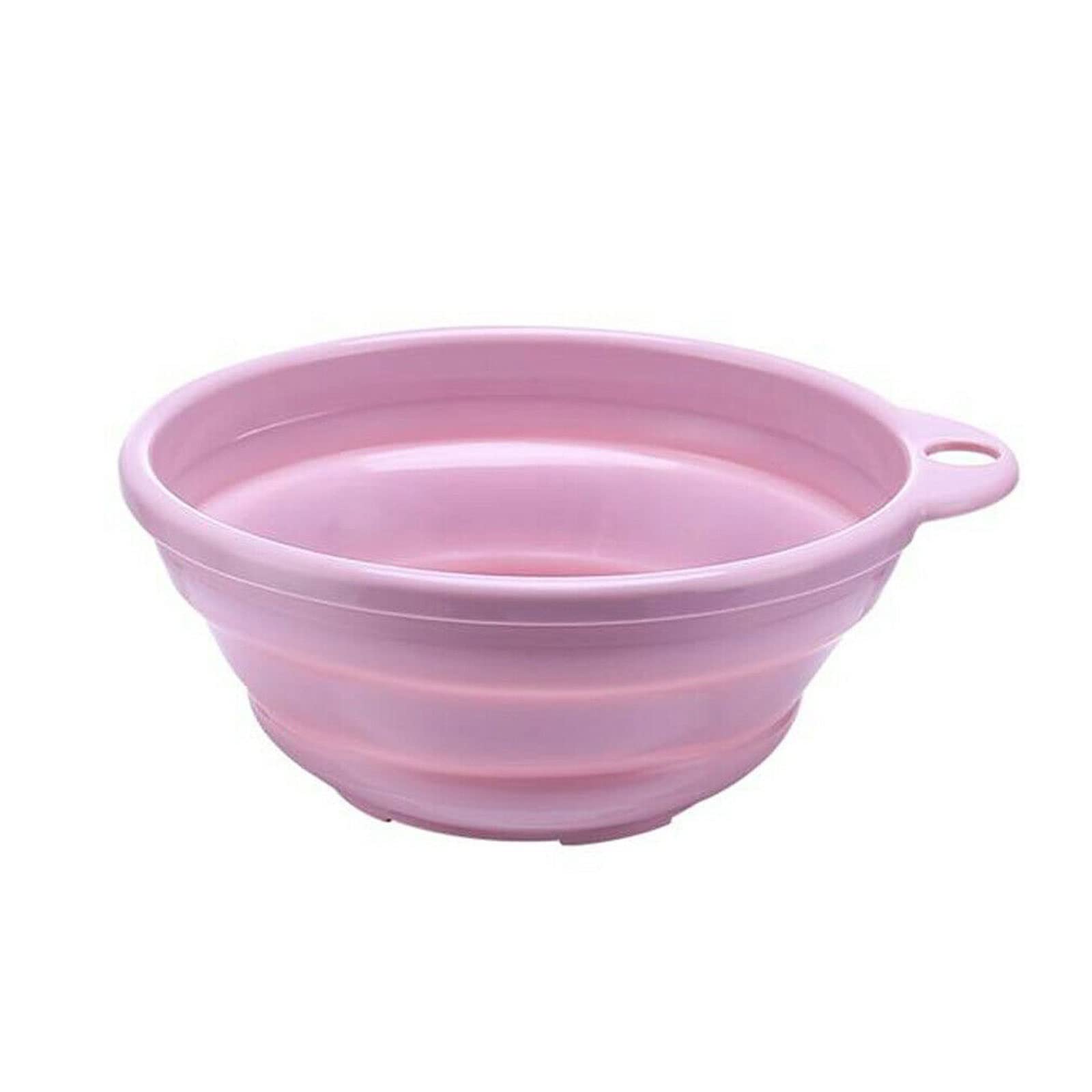 JINGYAN Collapsible washing up Bowls Solid Silicone Portable Camping Folding Wash Basin Collapsible Bucket Dish Tub Basins(Pink)