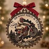SENGIFT Motorcycle Gifts for Men, Oh What Fun It is to Ride Motocross Ornament 2026, Motorcyclist Gifts for Riders Racing Lovers Motorcycle Enthusiasts, Dirt Bike Christmas Ornament