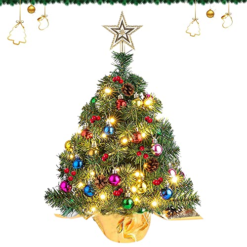 Mini árbol de Navidad con 52PCS Adornos,arbol pequeño de Navidad con Luces,arbol de nacidad pequeño,arbol de Navidad sobremesa,arbol Navidad led pequeño,arbol de Navidad con Adornos Cover