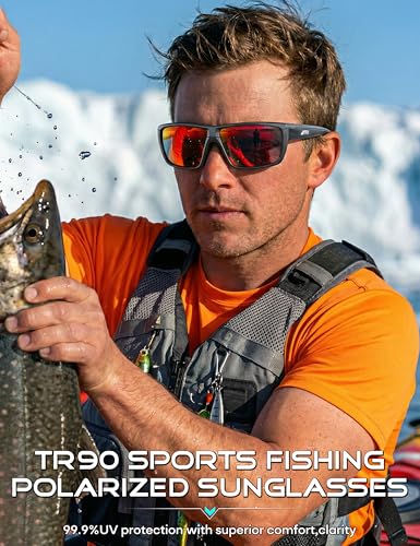 Image of ATTCL Polarized Sunglasses Men for Fishing: UV Protection Lightweight TR90 Sports Wrap Sun Glasses Driving Golf Running