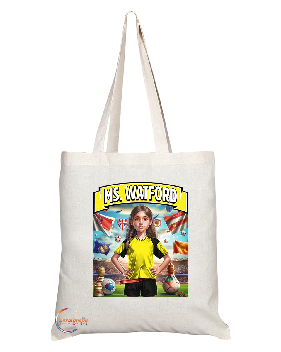 Coralgraph Inc TB1633 Ms Watford Footie Fan Lady Girl Tote Bag - Eco-Friendly, Stylish, Long Handled, Perfect Novelty Gift