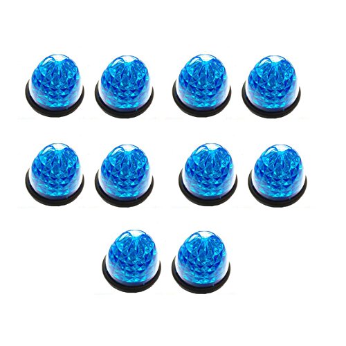 HEHEMM 16 LED Truck Beehive Side Marker Lights Round Beehive Cab Top Roof Bulbs 24V LED Truck Side Marker (Pack of 10) (Blue)