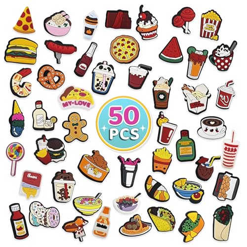 Reluen 50 PCS Shoe Charms Set Removable Waterproof PVC Shoe Decoration Charms for DIY Projects Bracelets Wristbands & Bags Christmas Gift Idea for Creative Users