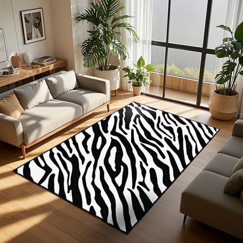Tapete zebra 4x6 pies negro y blanco miniatura 1