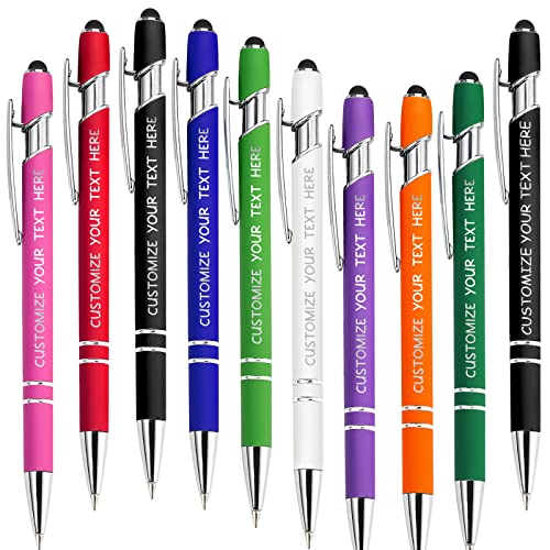 Fadace Up to 500 Pcs personalised Pens Bulk Custom customised Pen with Stylus Free Engraving Ballpoint Pens Set with Your Name Text for Business Women Men Graduation Wedding Gift 12 Packs