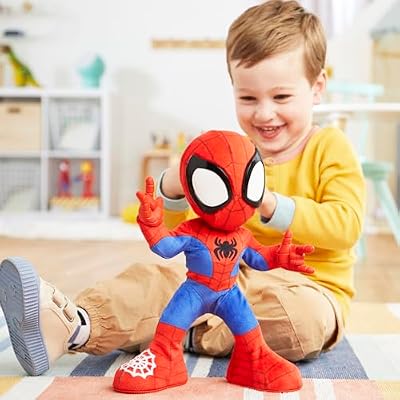 Marvel Spidey and His Amazing Friends Dance 'N Crawl Spidey, Interactive Plush Toy with 20 Phrases & Sounds, 2 Songs, Super Hero Toys for Kids 3 & Up