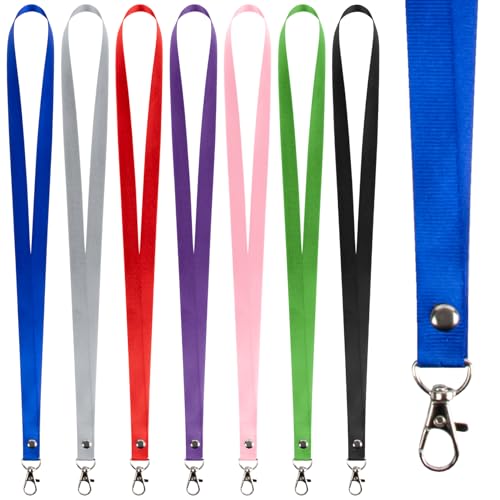 MAQIHAN 7Pack Lanyards for ID Badges - Bulk Lanyards for Keys, Assorted Bright Colors, Multi-Purpose Badge Holder Strap for Women, Men, Teacher, Suitable for Car Keys, Wallet, Whistles, Easy to Carry