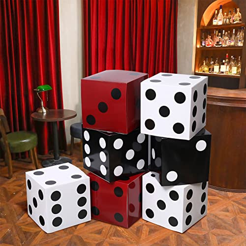 Ctosree 12 Pcs 11 Inch Dice Box Casino Night Birthday Party Decorations Las Vegas Party Themed Party Supplies 3D Block Centerpieces Box Stacking In Red Black White (Black, White, Red) #TOP6