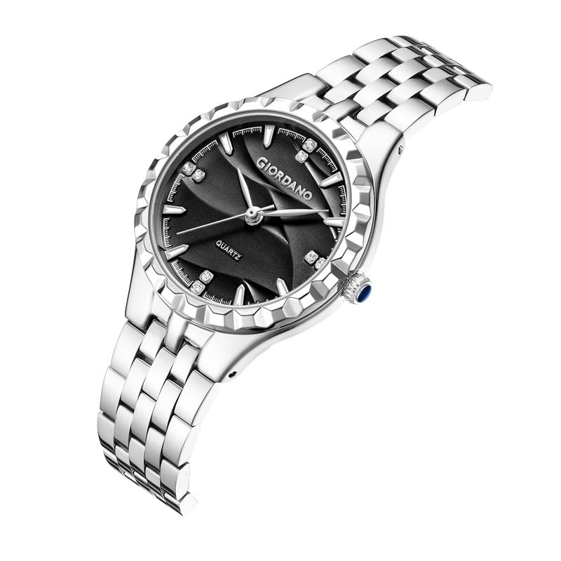Image of Giordano Analog Quartz Watch for Women with Textured Round Dial, Luminous Hands and Markers, Stainless Steel Strap - GZ-60164