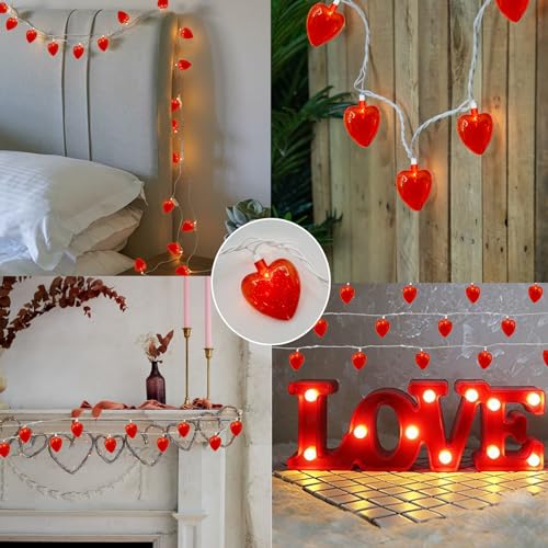 Sunsgne Red Heart String Lights Valentines Day Lights, 8.5Ft Plug In Fairy String Lights With 10 Red Heart Lights For Indoor Outdoor Home Room Party Wedding Valentine'S Day Decor thumb #3