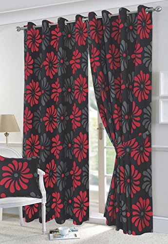 Artistic Fashionista Rideaux à œillets de qualité supérieure entièrement doublés en polycoton avec embrasses (noir, housse de coussin) Cover