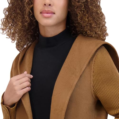 Kenneth Cole Women's Hooded Double Face Wool with Hidden Snap Closure and Rib Knit Sleeve Coat4