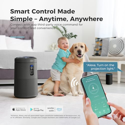 Image of AROEVE Air Purifiers for Bedroom Air Purifier With Aromatherapy Function For Pet Smoke Pollen Dander Hair Smell 20dB Air Cleaner For Bedroom Office Living Room, MK06- White (Space Grey, Large)