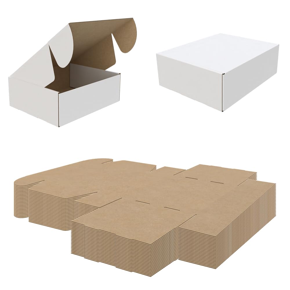 300x240x100 || 12x9x4" Inches || Pack of 100 || AKAR Strong Die Cut Postal Mailing Cardboard Boxes White Small Parcel Ideal for Gift Packet DVD Jewellery Shipping Box Die cut boxes