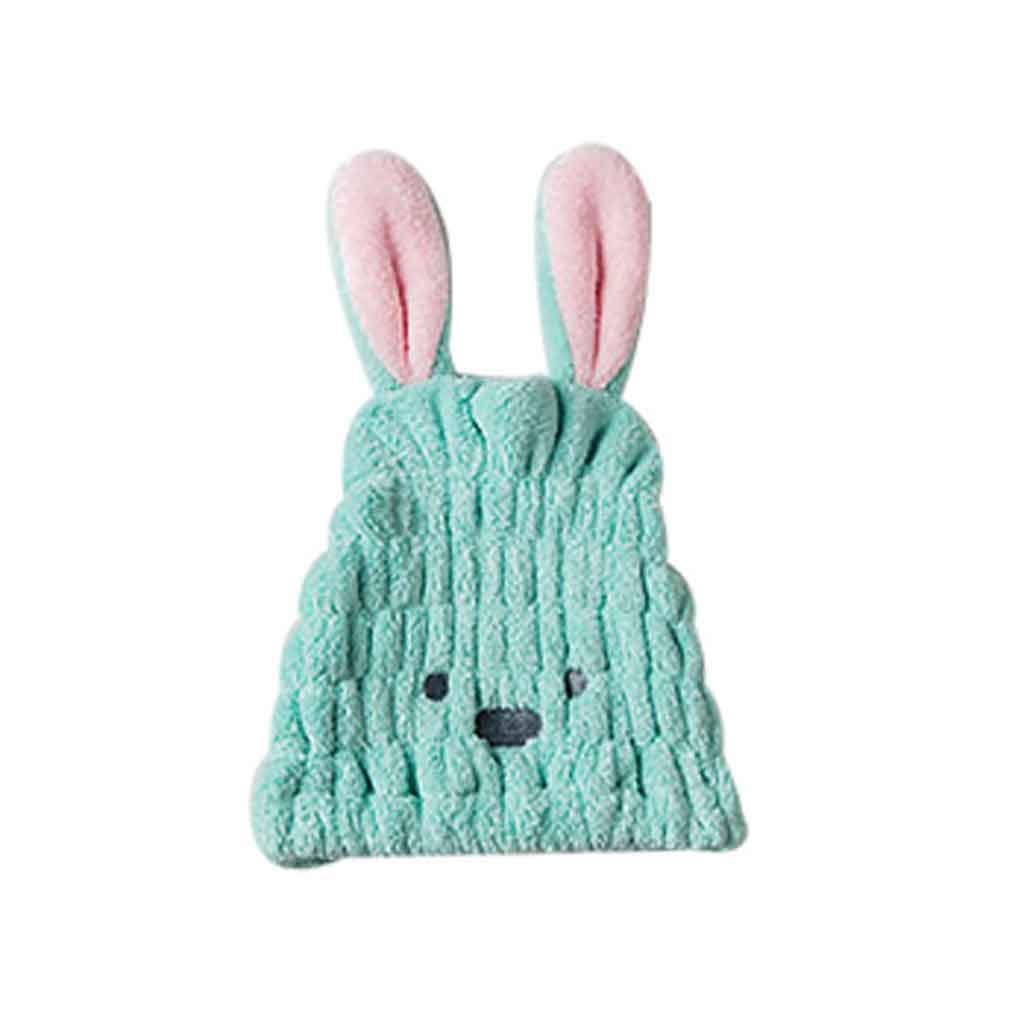 Cute Dry Hair Hat Cartoon Rabbit Microfiber Hair Turban Quickly Hair Caps Wrapped Towel Bathing Cap Fast Drying Shower Cap(Gray)