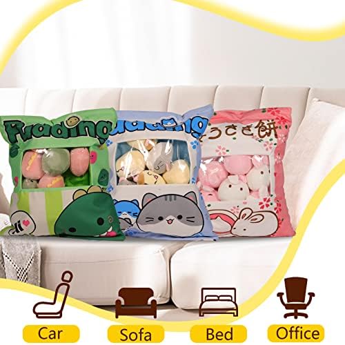 HICAS Cute Snack Pillow Stuffed Animal Toys,Kawaii Cute Plush Doll Cushion,Pudding Decorative Removable Kitty Cat Dolls Creative Toy Birthday for Teens Girls Kids (Yellow Cat)