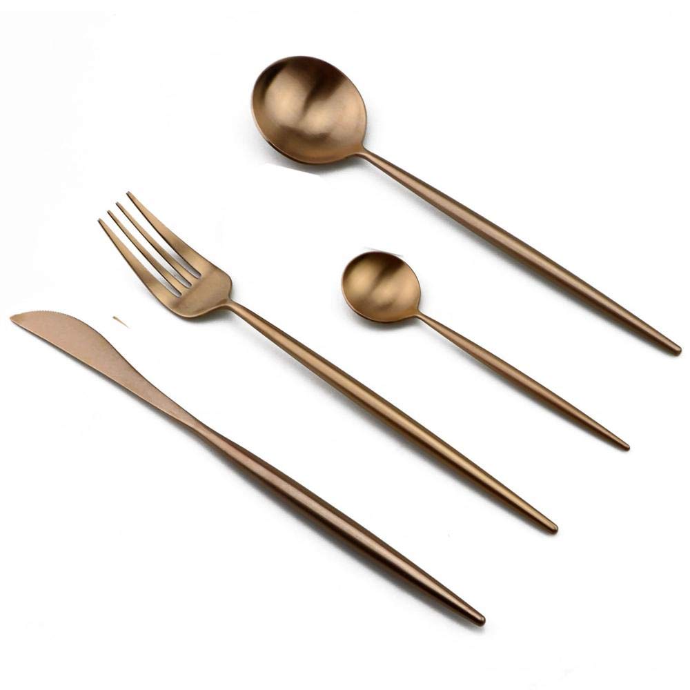 Set di coltelli e posate, Set di posate in argento, da 24 pezzi(Skyblue Gold)