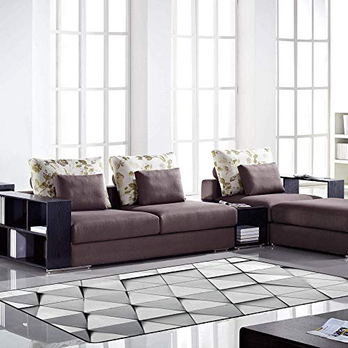 Tapis argenté en losange design raffiné style salon - 4