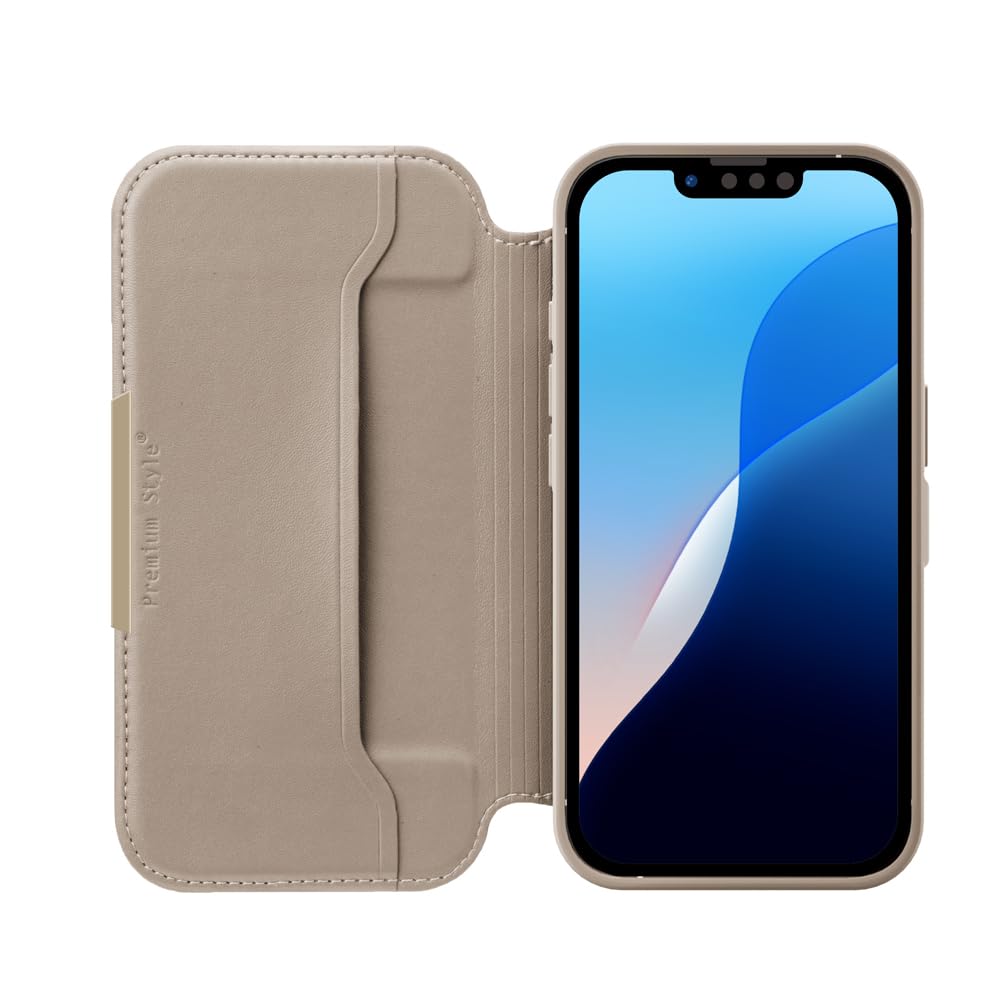 iPhone17e / iPhone16e 用 ガラスフリップケース ベージュ PG-25KGF02BE