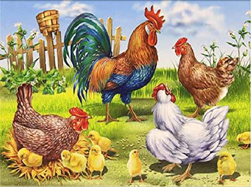 Peinture au diamant 5D famille de poulet pour décoration murale maison