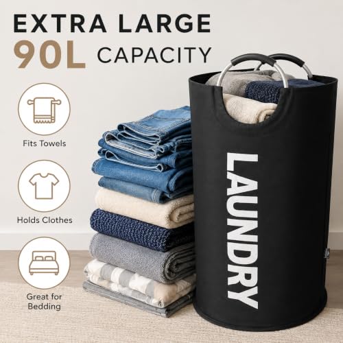 Image of 90 L Foldable Laundry Basket with Padded Aluminum Handles